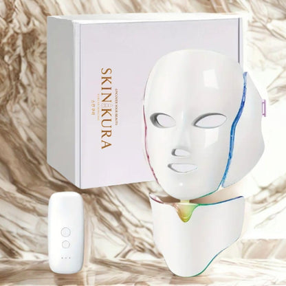 Skinkura LED Facial & Neck Mask 7-color light therapy device with 150 LEDs